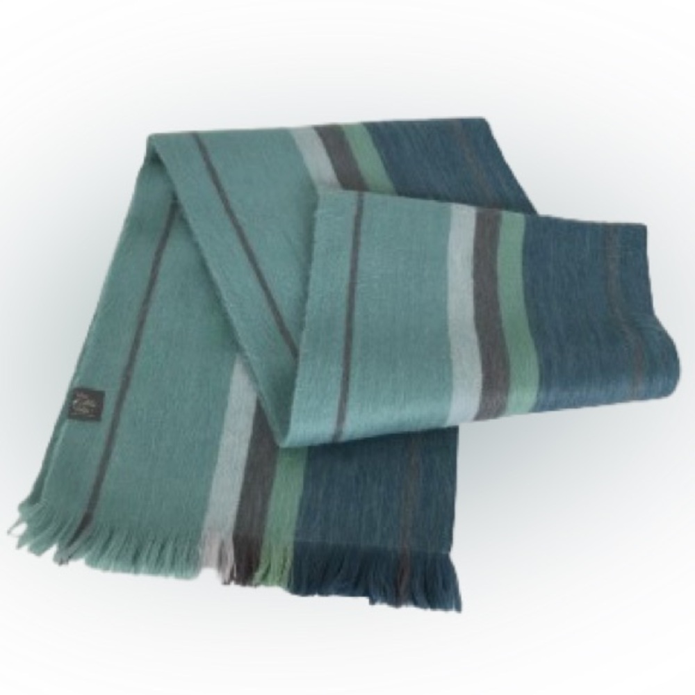 Uno Alla Volta Blue Alpaca Wool Blend Scarf Blue Teal Luxurious Winter Scarf